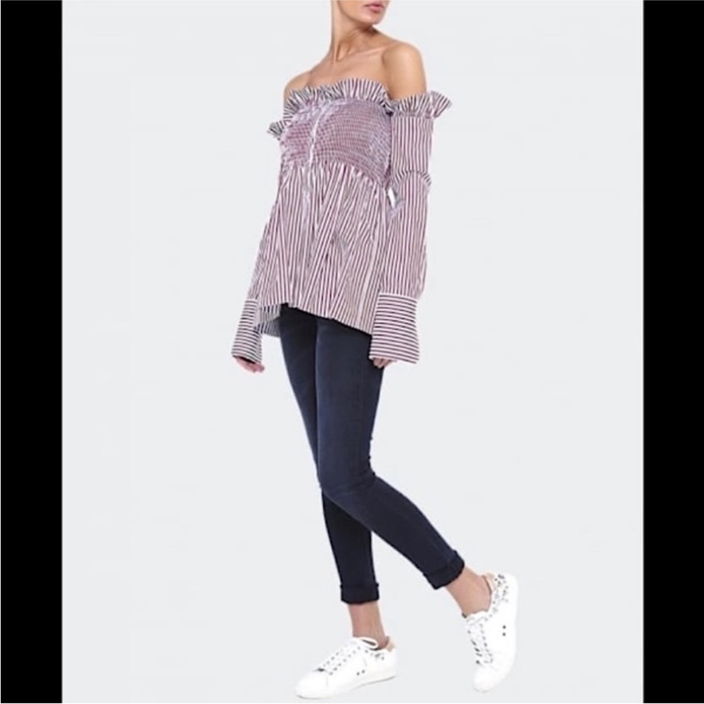 Free People Style Mafia off the shoulder button up Medium